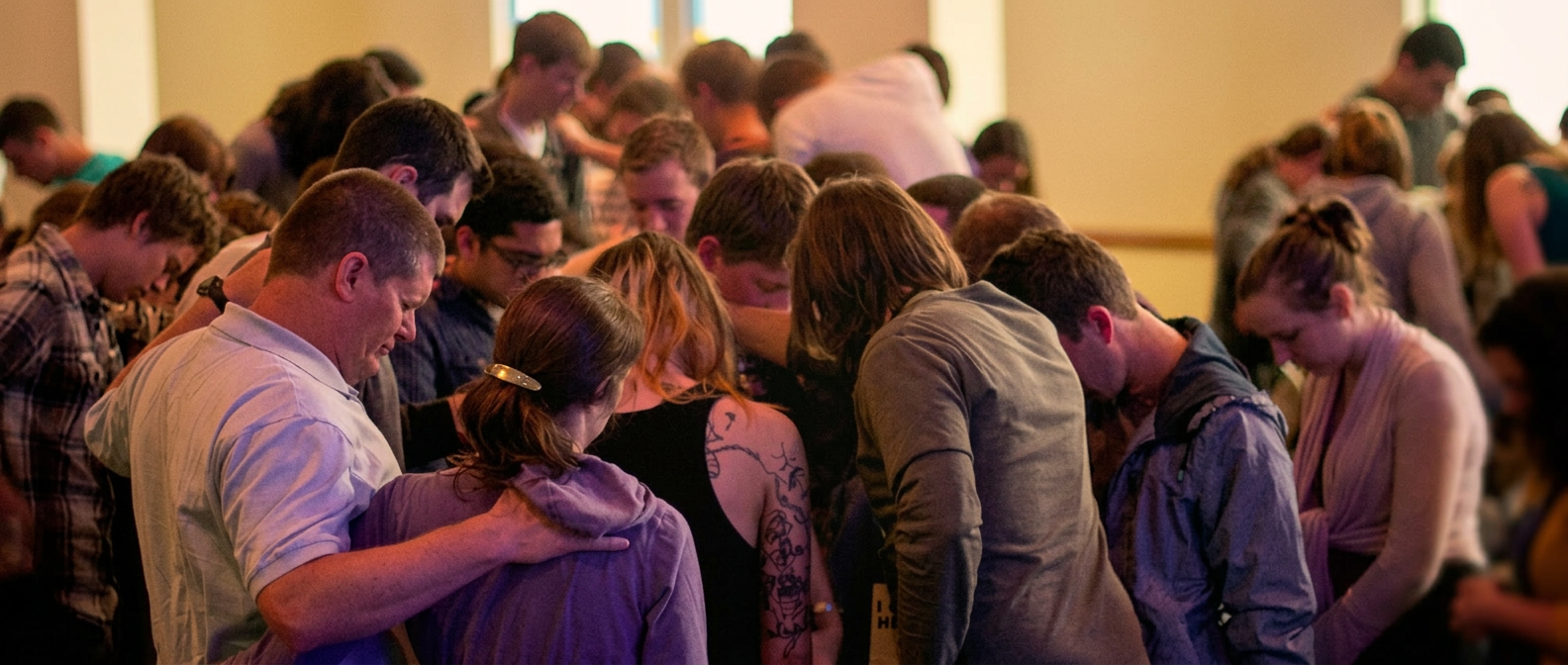 Congregation praying together