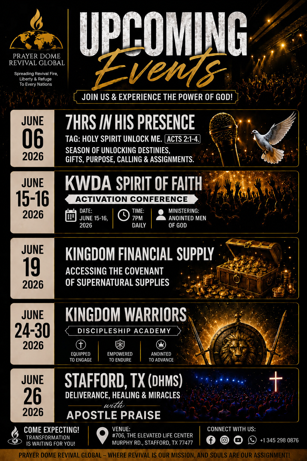Prayer Dome Revival Global β Upcoming Events June 2026